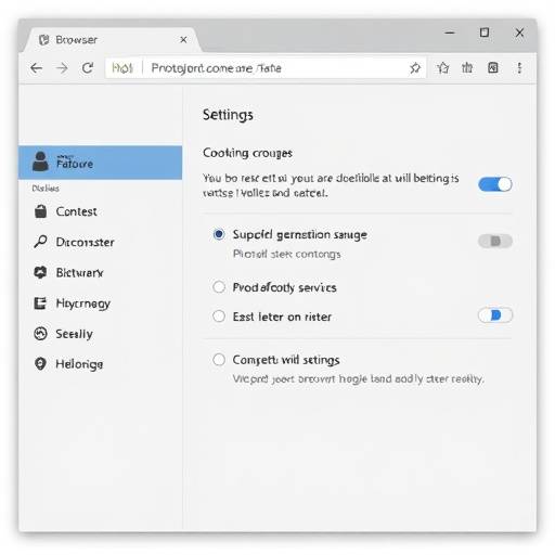 Captura de pantalla de la configuración de un navegador web, mostrando opciones para gestionar cookies