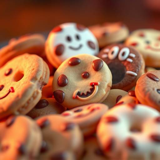Ilustración de diferentes tipos de galletas, representando las cookies de internet